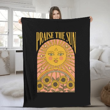 Discover Praise The Sun Face vintages Sun Flower Aesthetic Fleece Blankets