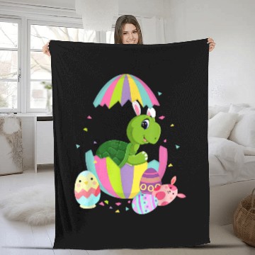 Discover KV9 Turtle Easter Egg Bunny Easter Bunny Fleece Blankets