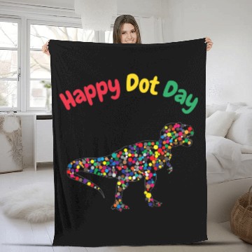 Discover Dinosaur Dino Polka Dot T Rex Dinosaur International Dot Day 1 Fleece Blankets