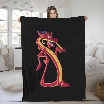 Discover Disney Mulan Mushu Neon Accent Portrait Fleece Blankets