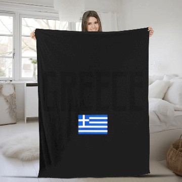 Discover Greece Flag Vintage Black Text Fleece Blankets