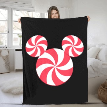 Discover Disney Mickey Mouse Icon Christmas Peppermint Candy Holiday Baseball Jerseys Fleece Blankets