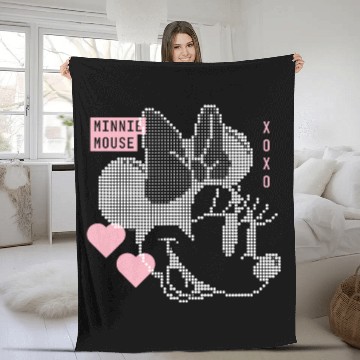 Discover Disney Minnie Mouse Retro Digital Hearts Baseball Tees Fleece Blankets