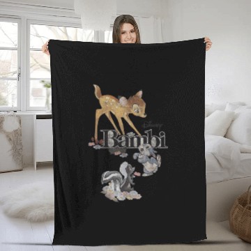 Discover Disney Bambi Classic Group Shot Title Logo Zip Fleece Blankets