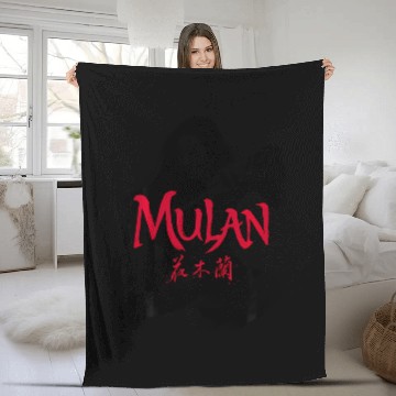 Discover Disney Mulan Live Action Mulan Action Pose Logo Red Fleece Blankets