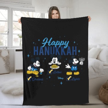 Discover Disney - Mickey Happy Hanukkah Baseball Tees Fleece Blankets