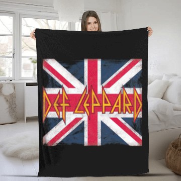 Discover Classic Def Leppard Logo Union Jack 80s Rock Fleece Blankets