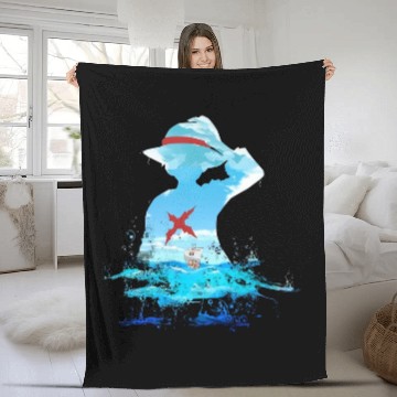 Discover Retro One Piece Anime Straw Hat Pirates, Monkey D Luffy Fleece Blankets
