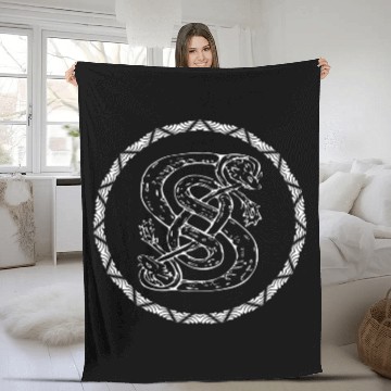 Discover Norse God Loki Snake Symbol Fleece Blankets