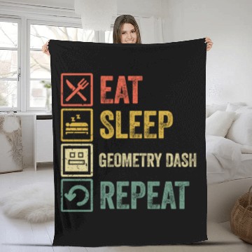 Discover Funny eat sleep geometry dash repeat retro vintage - Geometry Dash - Fleece Blankets