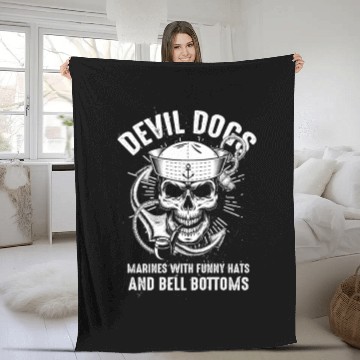 Discover Devil US Navy Corpsman DOC Badass Army Veteran Fleece Blankets