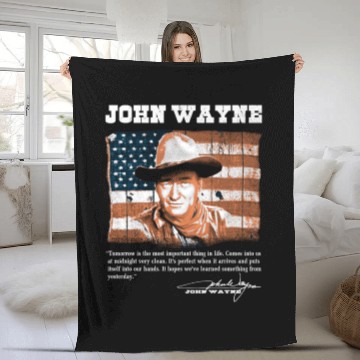 Discover John Wayne - Awesome John Wayne american flag te Fleece Blankets