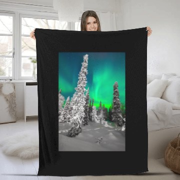 Discover Northern Lights, Aurora Borealis Arctic Winter Alaska Classic Fleece Blankets