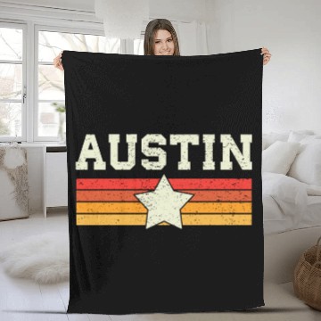 Discover Austin Texas Retro Vintage Fleece Blankets