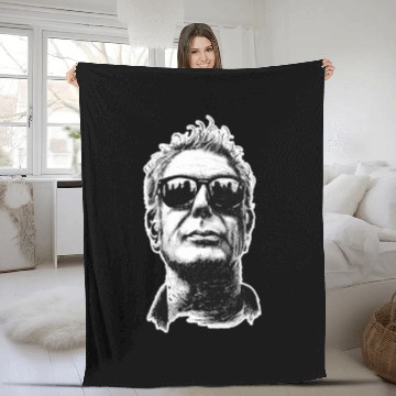 Discover Anthony Bourdain Retro Black - Anthony Bourdain - Fleece Blankets