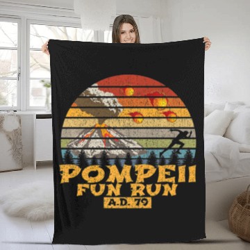 Discover Pompeii Fun Run AD 79 Vintage Retro Distressed Fleece Blankets