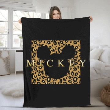 Discover Disney Mickey Mouse Gold Cheetah Print Box Baseball Tees Fleece Blankets