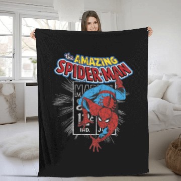 Discover Vintage Spider Man Comic Fleece Blankets