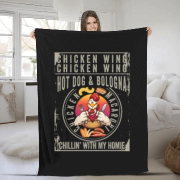 Discover Cooked Chicken Wing Chicken Wing Hot Dog Bologna Macaroni Fleece Blankets