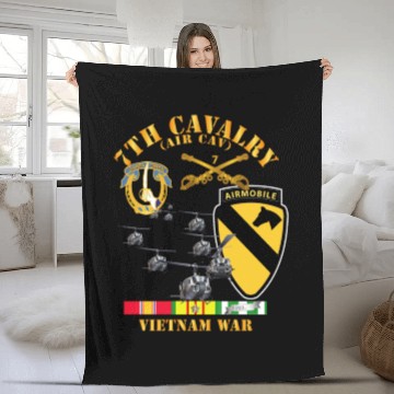 Discover Army 7th Cavalry Air Cav 1st Cav Division w SVC Fleece Blankets