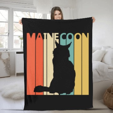 Discover Vintage Maine Coon Cat Fleece Blankets