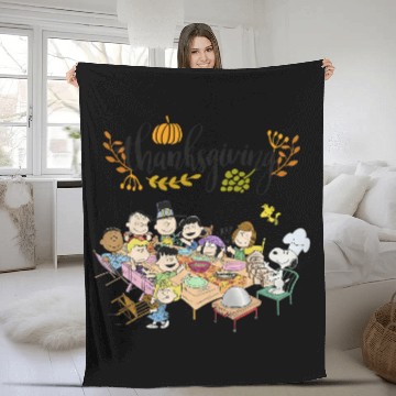 Discover Happy Thanksgiving Peanuts Party Fleece Blankets