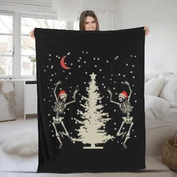 Discover Dancing Skeleton Christmas Christmas Fleece Blankets