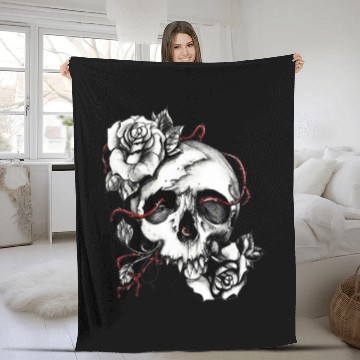 Discover Skull And Roses Premium Fleece Blankets