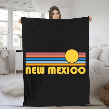 Discover New Mexico Retro Sunset Fleece Blankets