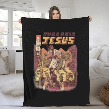 Discover JURASSIC JESUS Fleece Blankets