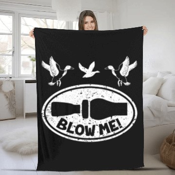 Discover Duck Hunting Blow Me Duck Call Hunter Fleece Blankets