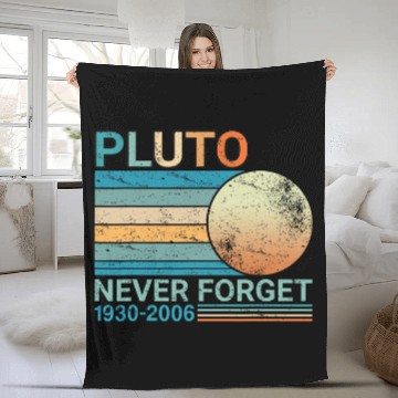 Discover Pluto Never Forget Science Space Graphic Retro Fleece Blankets