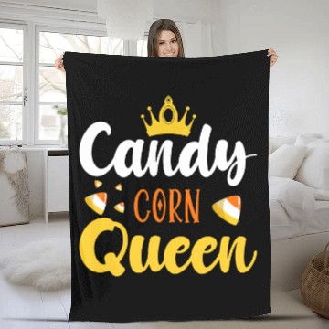 Discover Candy Corn Queen Cute Halloween Day Fleece Blankets