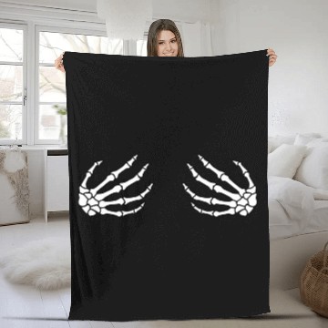 Discover Halloween Boob Skeleton Hand Fleece Blankets