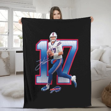 Discover Josh Allen Royal Buffalo Bills Powerhouse Player Graphic Baseball Jackets Fleece Blankets