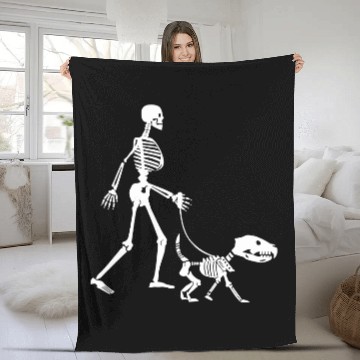 Discover Skeleton Dog Fleece Blankets