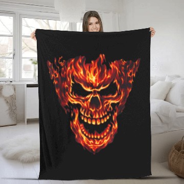 Discover Fire Flame Skull Awesome New Fleece Blankets