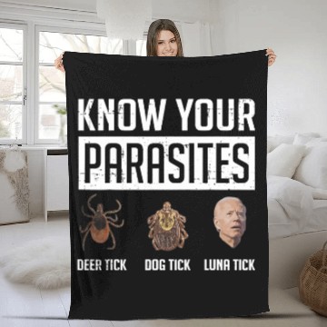 Discover Know Your Parasites Deer Tick Dog Tick Luna Tick Fleece Blankets