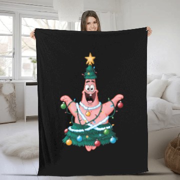 Discover Spongebob Squarepants Patrick Star Lights Christmas Tree Fleece Blankets