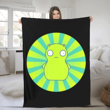 Discover bobs burgers kuchi kopi lime green hypno wheel Fleece Blankets