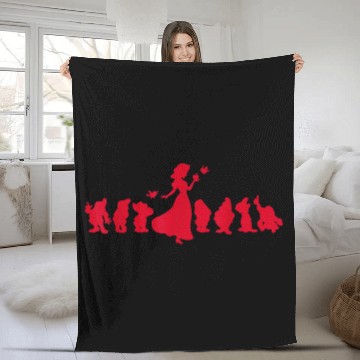 Discover Disneyss Snow White And The Seven Dwarfs Red Silhouette Fleece Blankets