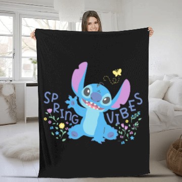 Discover Disney Stitch with Flowers Butterfly Easter Spring Vibes 3D Fleece Blankets