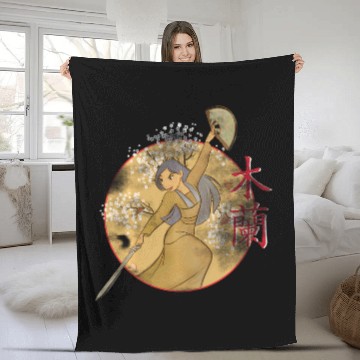 Discover Disney Mulan Sword And Fan Portrait Baseball Tees Fleece Blankets