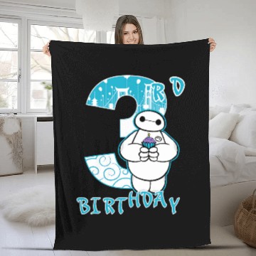 Discover Disney Big Hero 6 Baymax 3rd Birthday Cupcake Portrait Hawaiians Fleece Blankets