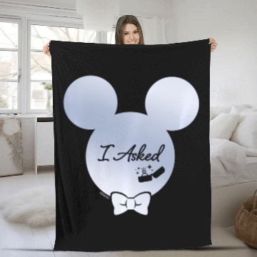 Discover Disney I Asked Proposal Engagement Ring Bow Tie Mickey Fleece Blankets