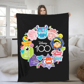 Discover Disney 100 Pixar Happy Faces Sticker Circle D100 Fleece Blankets