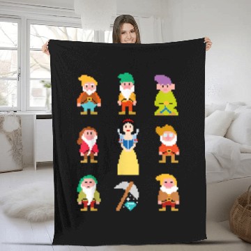 Discover Disneyss Snow White Pixelated Dwarfs Graphic Fleece Blankets