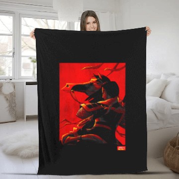 Discover Disney Mulan and Khan Red Poster Graphic Baseball Tees Fleece Blankets