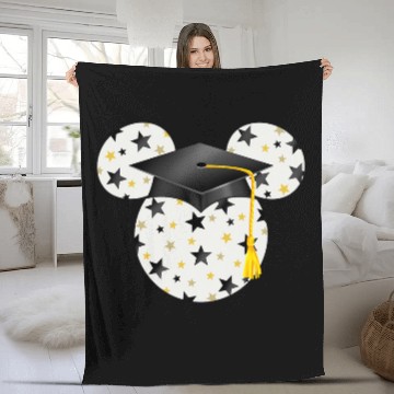 Discover Disney Mickey Head Graduation Hat Star Fill Fleece Blankets