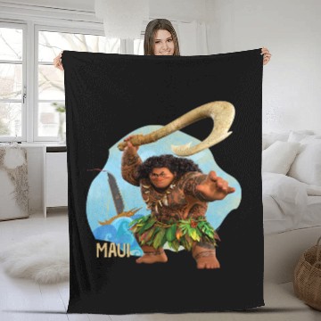 Discover Disney Moana 2 Action Pose “Maui” with Fish Hook Baseball Jerseys Fleece Blankets